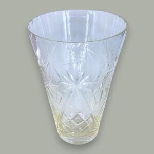 Vintage Czechoslovakian Hand-Etched Crystal Vase with Pinwheel Design